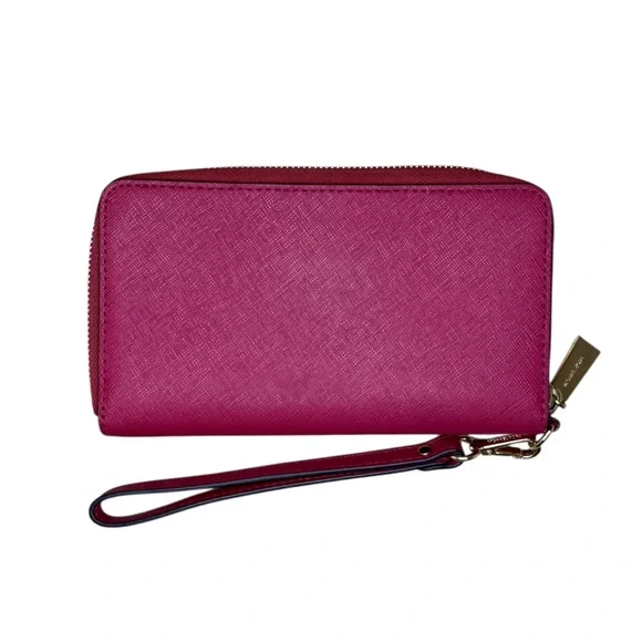 Michael Kors Jet Set Travel Large Smartphone Wristlet Wallet in Cranberry - Picture 2 of 10